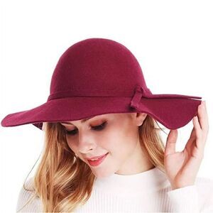 ✨Lovful Women 100% Wool Wide Brim Cloche Fedora Floppy hat Cap✨